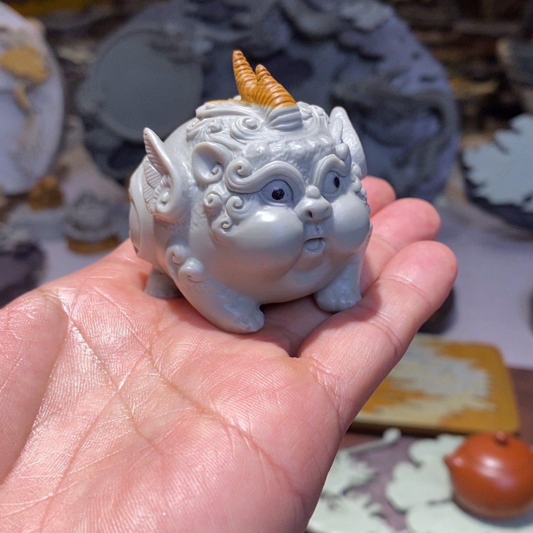 松花石金包玉独角兽茶宠