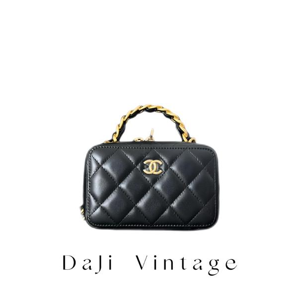 大吉中古/CHANEL香奈儿黑金手柄相机盒子斜挎包