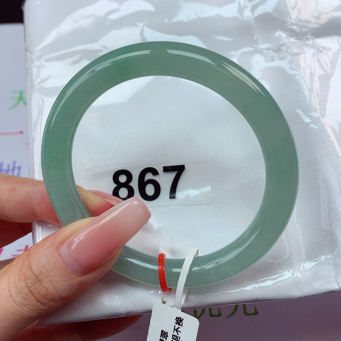 翡翠手镯未镶嵌冷**知54.8冰润起光晴绿满色