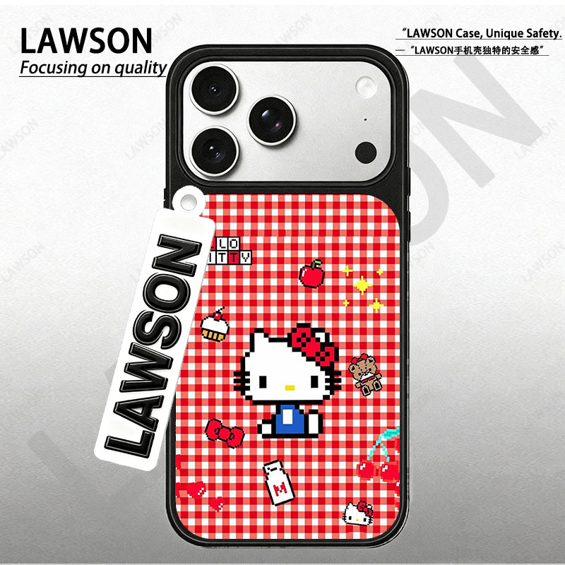 像素凯蒂磨砂磁吸黑边苹果17promax/16/15华为小米防摔防汗手机壳