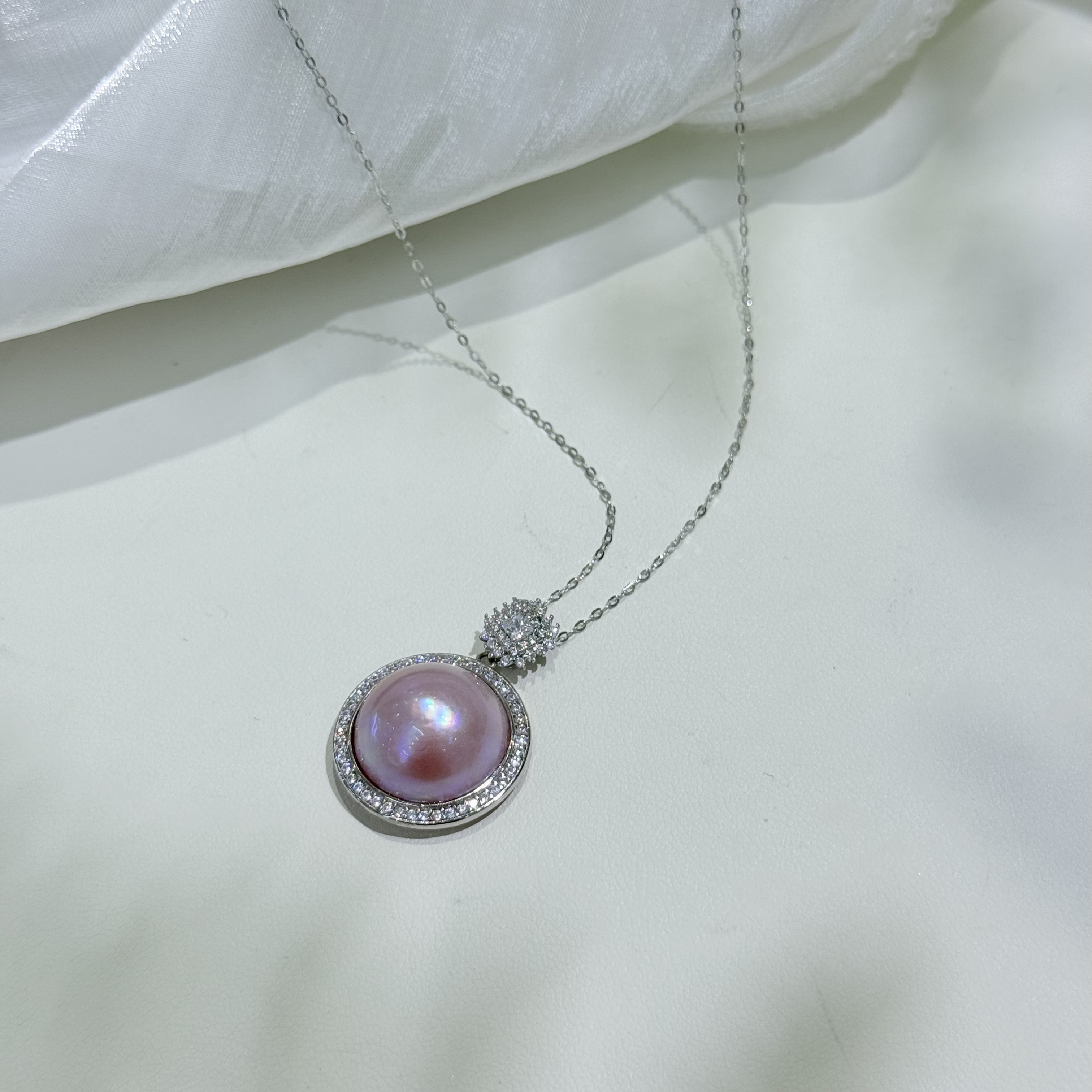 娜点珠宝 粉马贝拼合珍珠 16-17mm珍珠吊坠