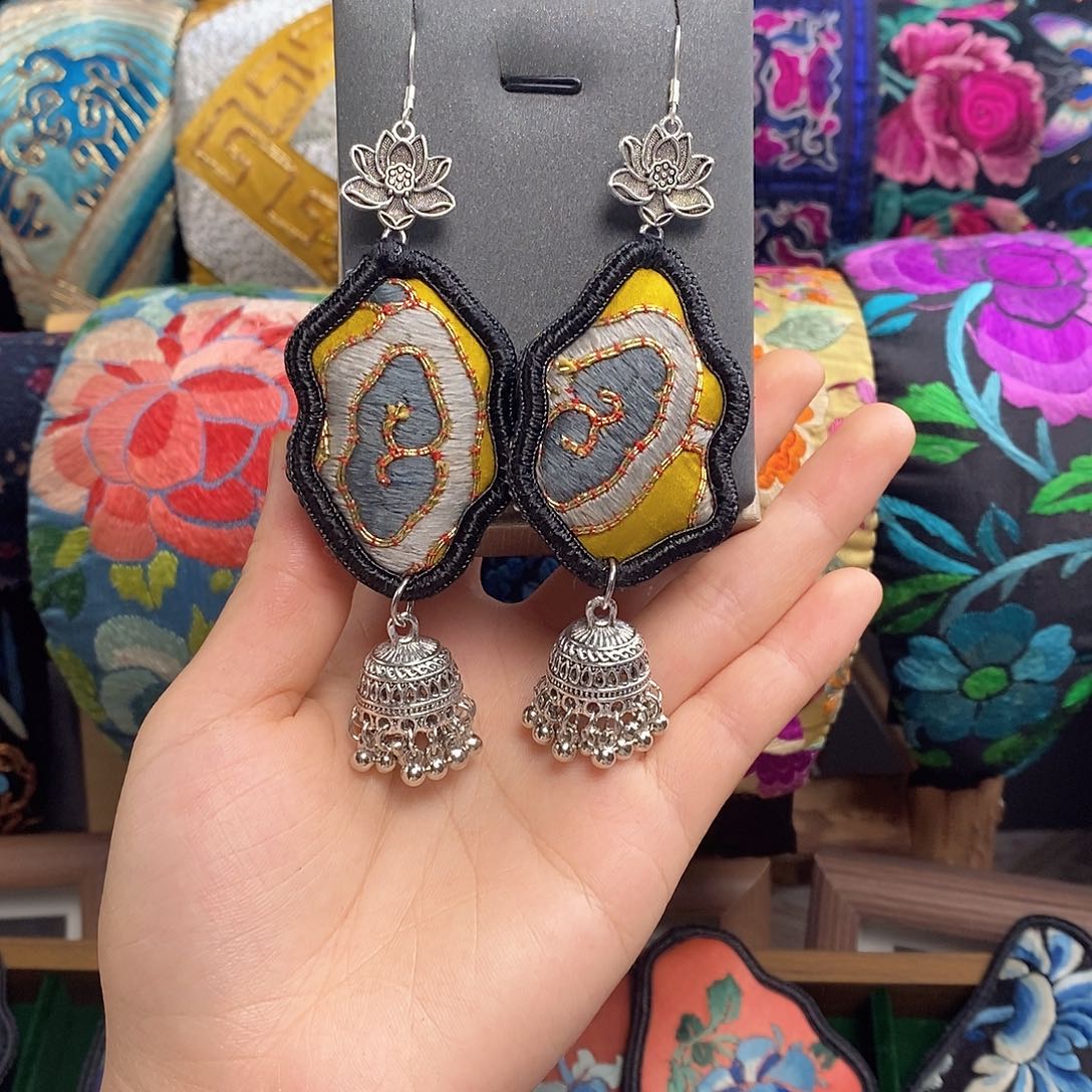 刺绣老绣手工刺绣耳环