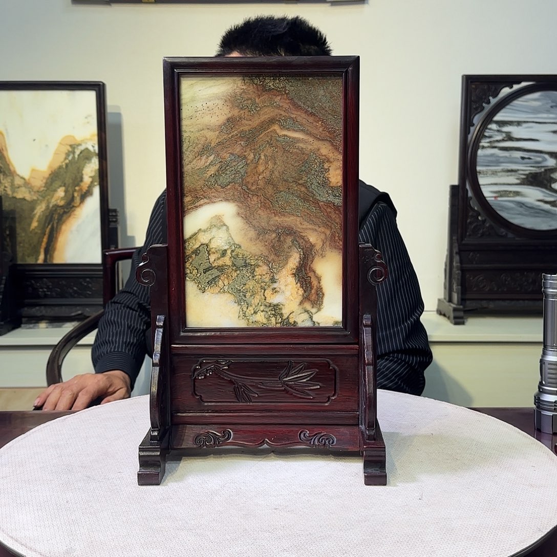 石材天然大理石画屏风