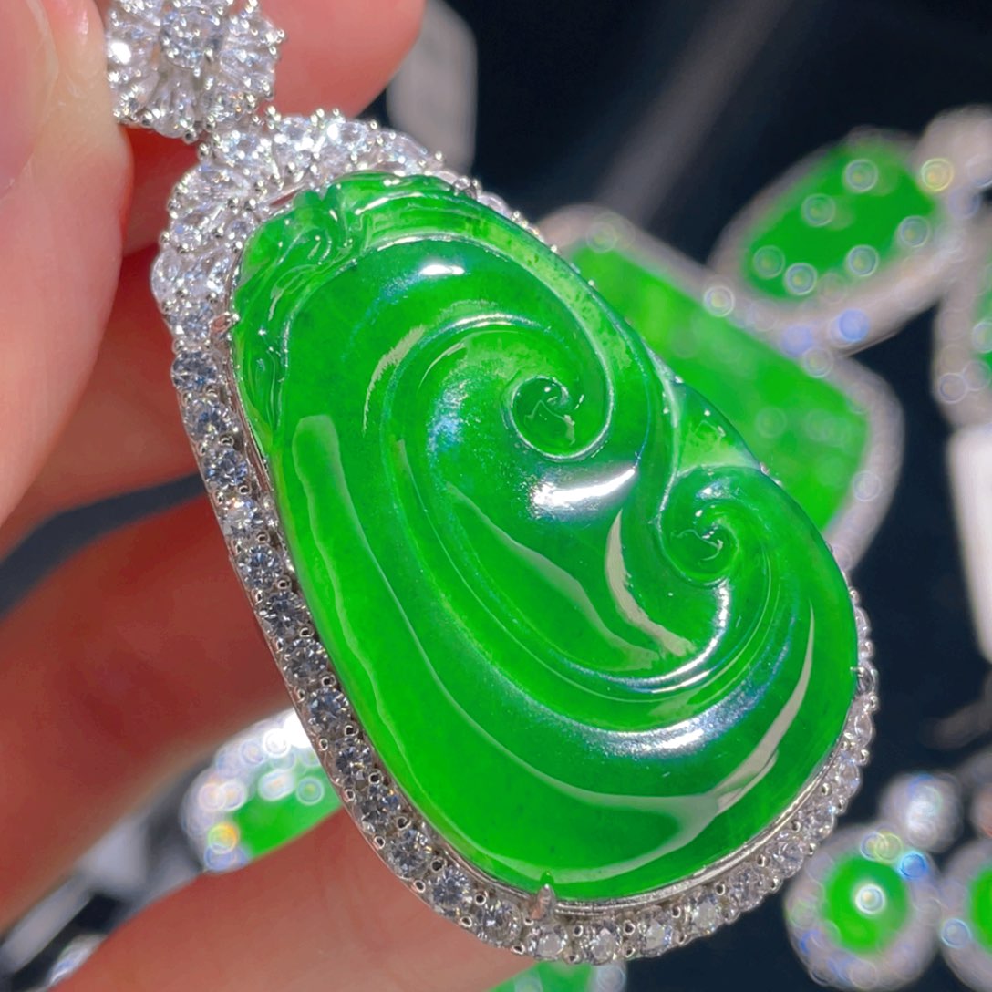 翡翠吊坠(不含链)银S925镶嵌