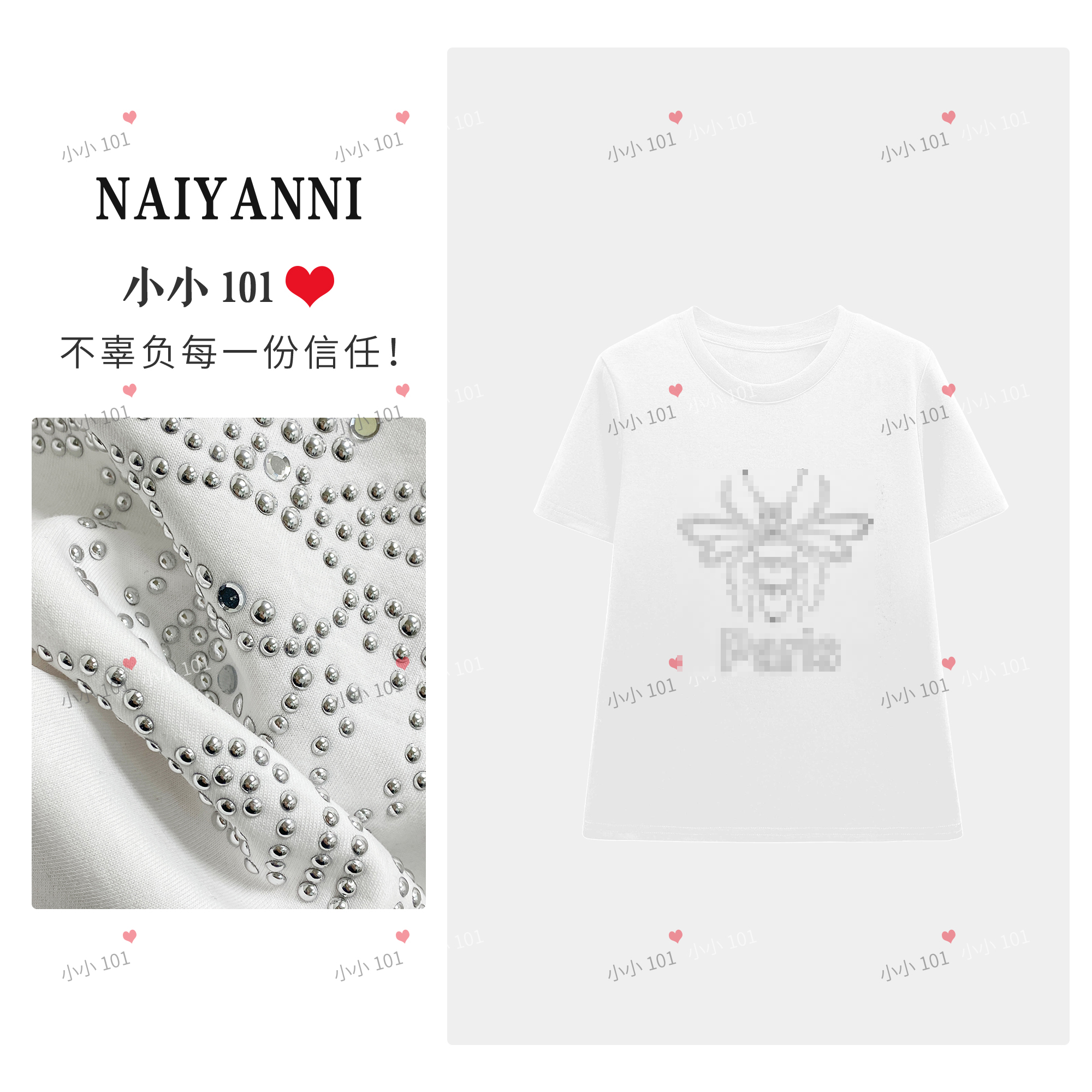 【小蜜蜂】#CSIN轻奢重工蜜蜂烫钻短袖T恤衫2026春夏上衣#68929【CZ】