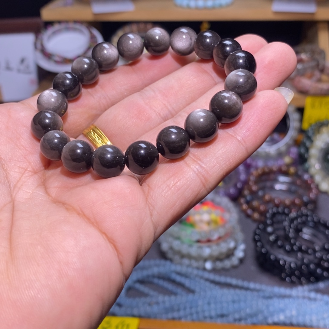 水晶未镶嵌手串18 银耀石 10+