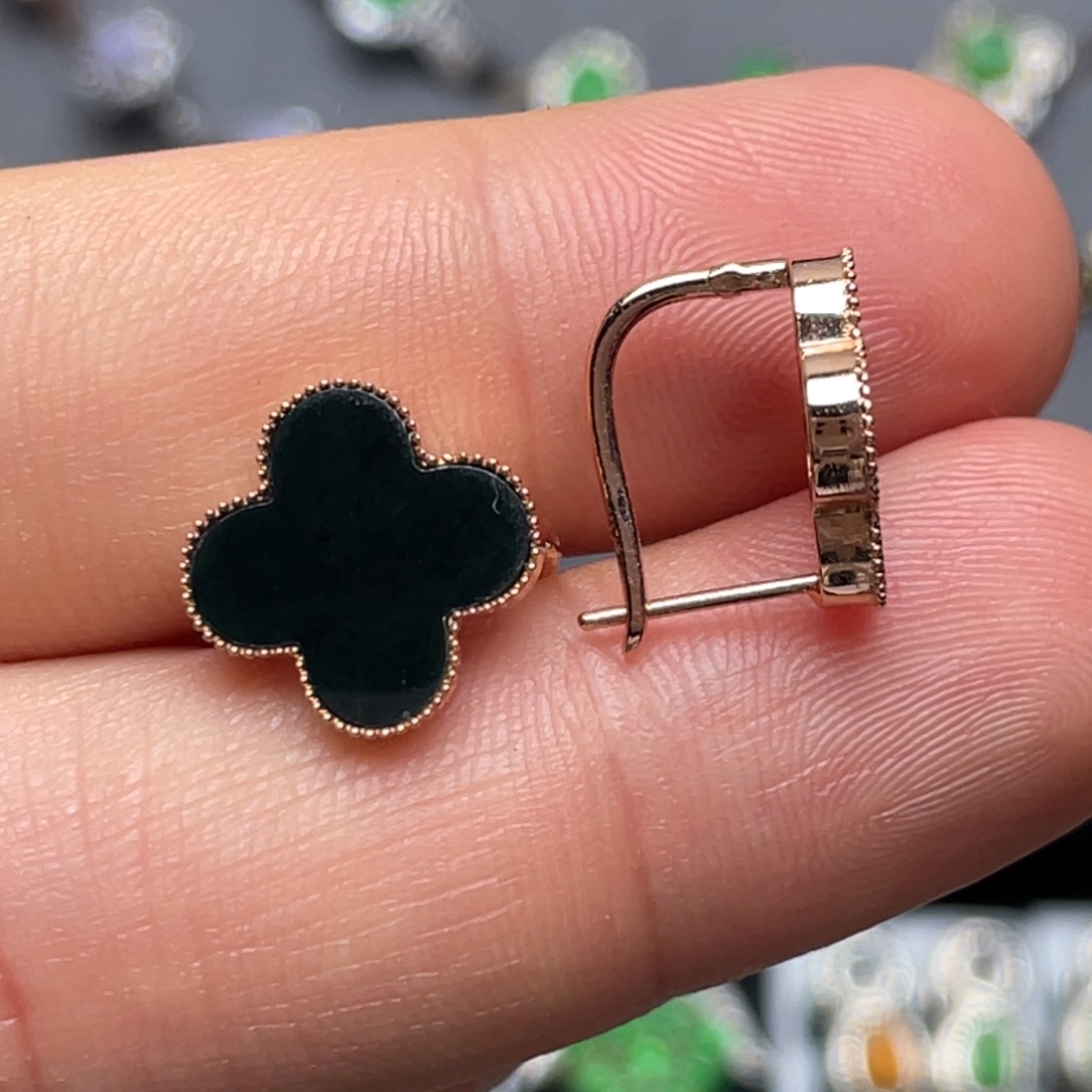 翡翠18K金镶嵌耳饰纯天然缅甸翡翠A货