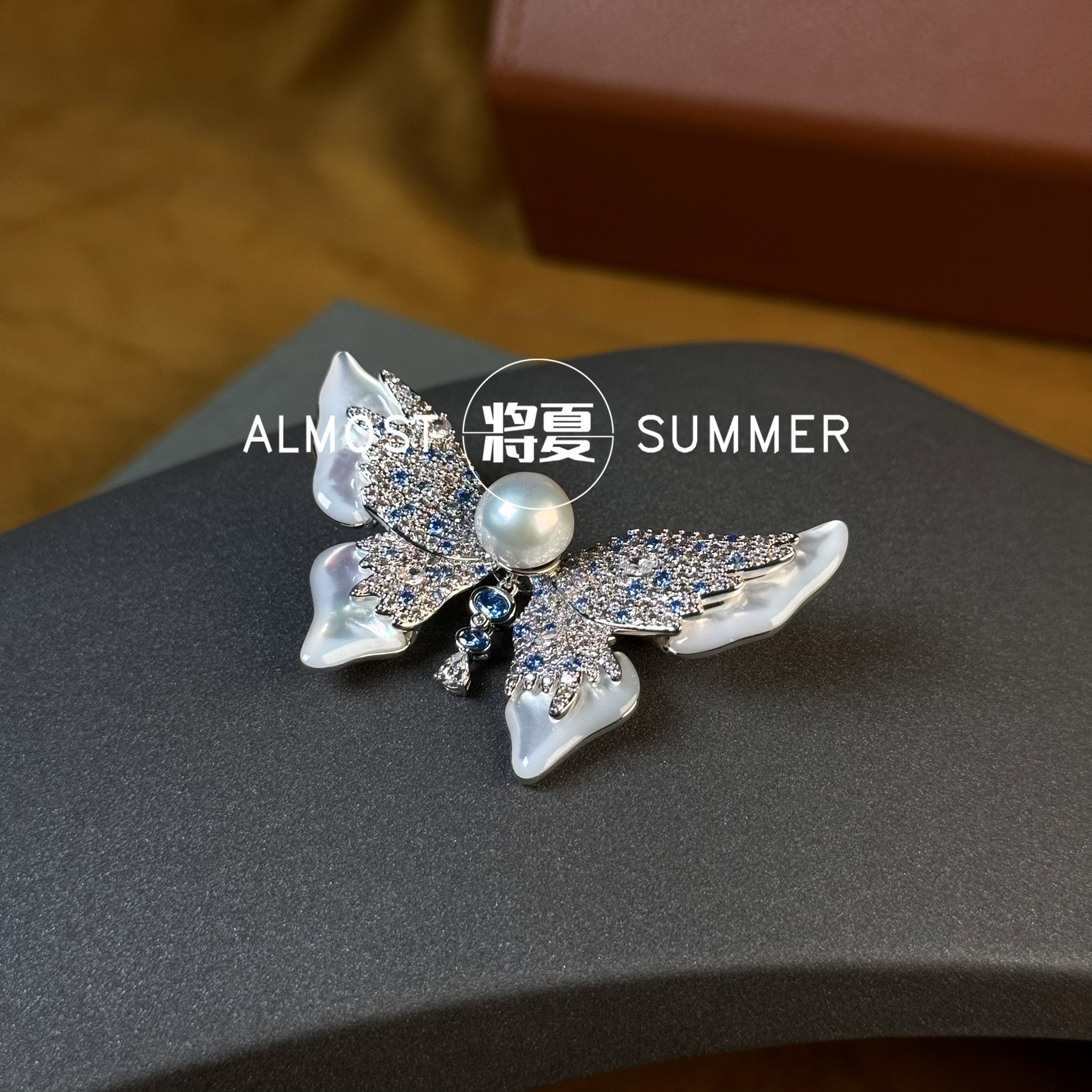 合金胸针 【蝴蝶淡水珠胸针吊坠】将夏