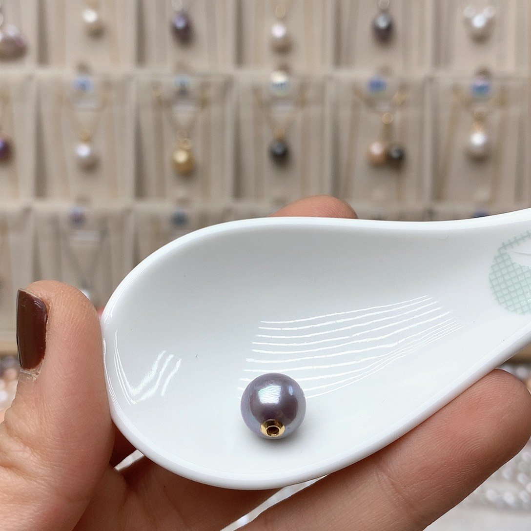 淡水珍珠吊坠(不含链)18K金镶嵌