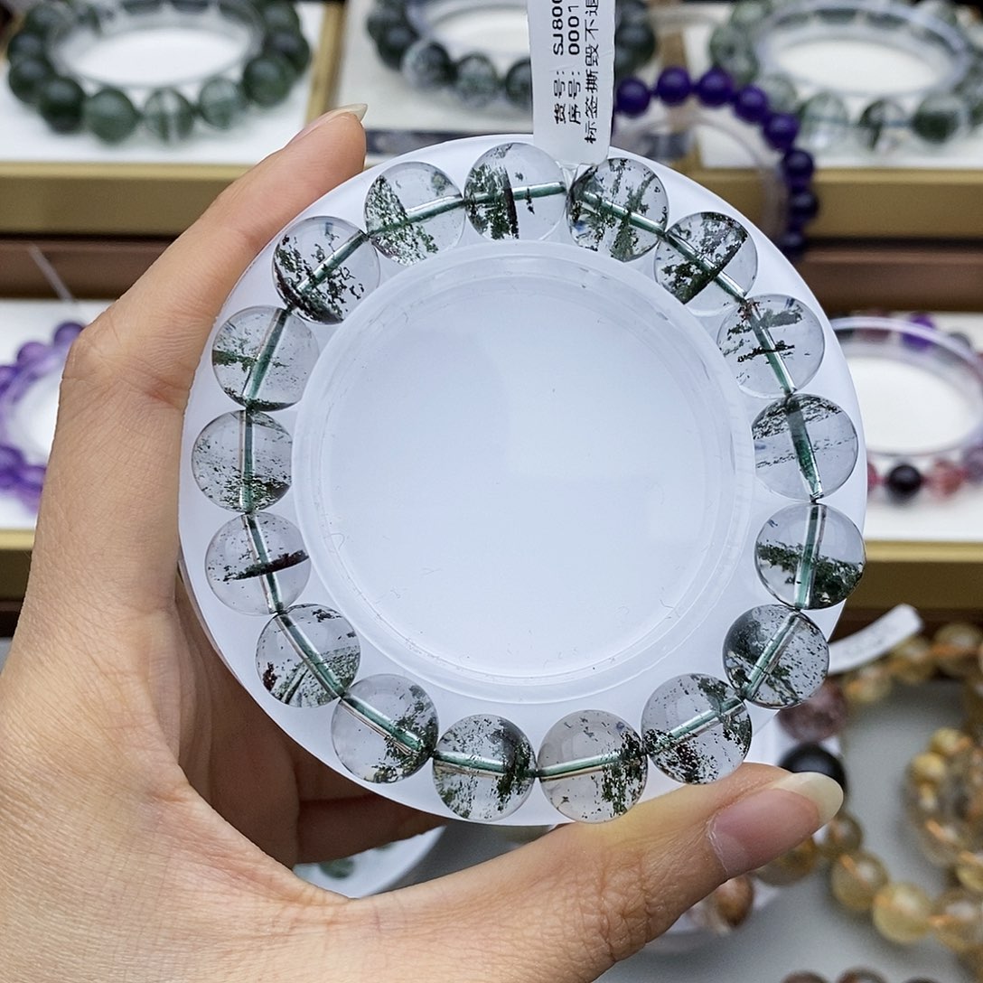 水晶手串未镶嵌栀*猫绿幽灵