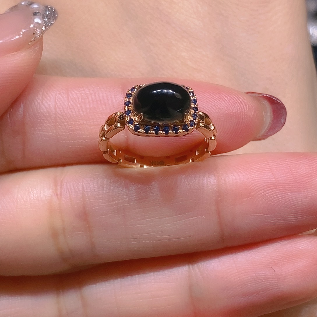 翡翠戒指18K金镶嵌感**点