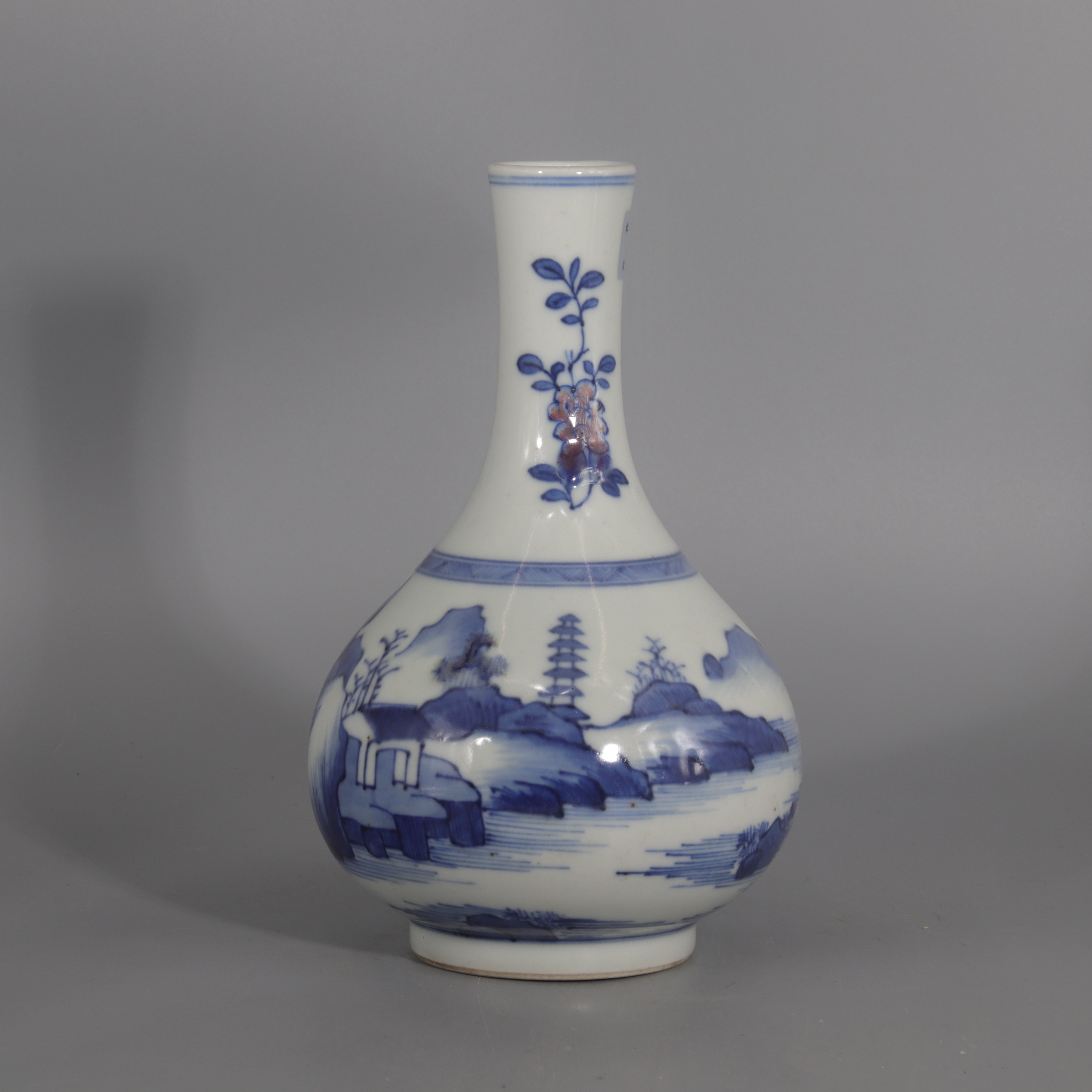 青花釉里红山水纹赏瓶   H501-167 