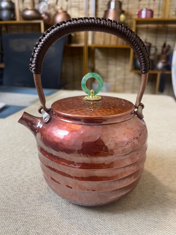 ［银盛铜器］550毫升999纯铜一体壶一张打烤色紫铜壶烧水壶家用办公