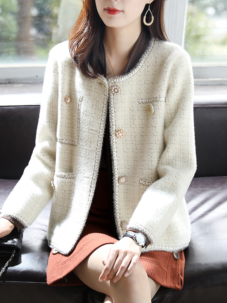 【不褪色】小香风针织外套秋冬宽松韩版百搭开衫上衣长袖女