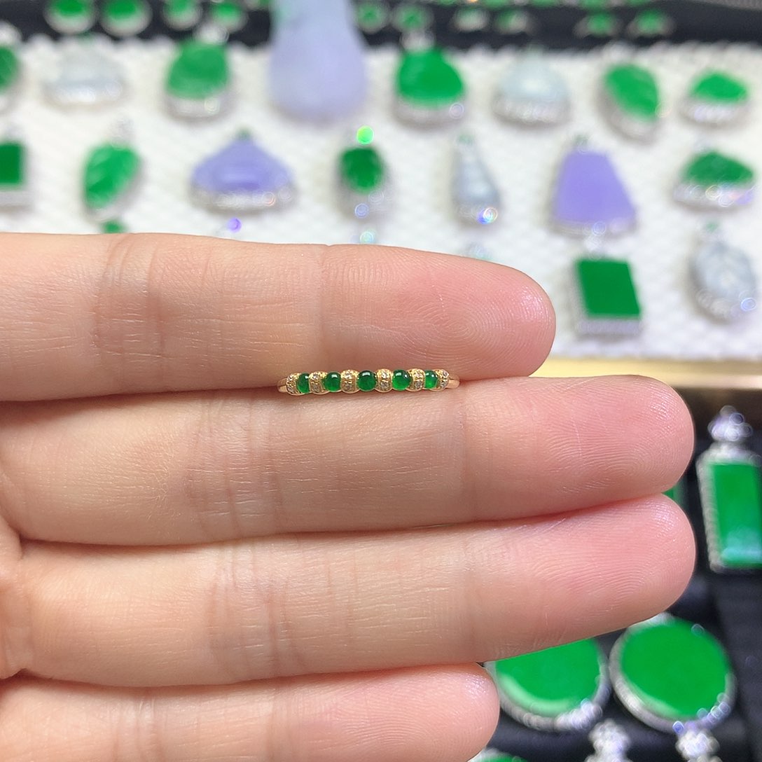 吊坠(不含链)18K金镶嵌翡翠吊坠