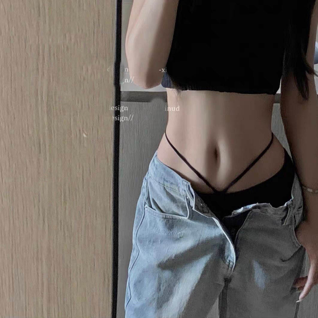 Yn辣妹腰姬•欧美蕾丝性感高腰冰丝显腰细三角夏季内裤女纯欲百搭