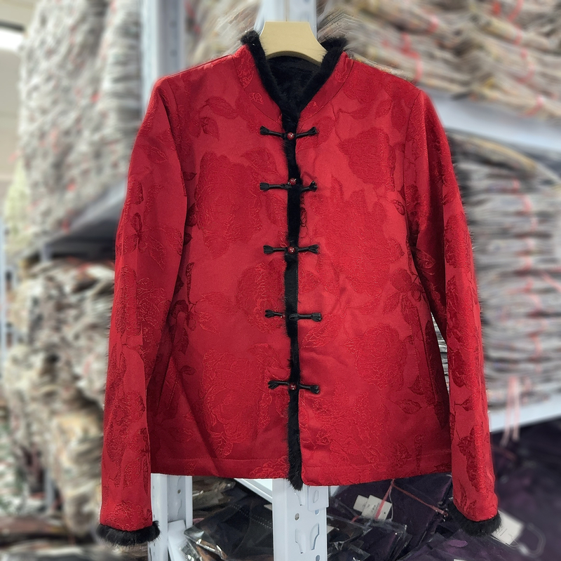 8373款新中式加厚外套【红】