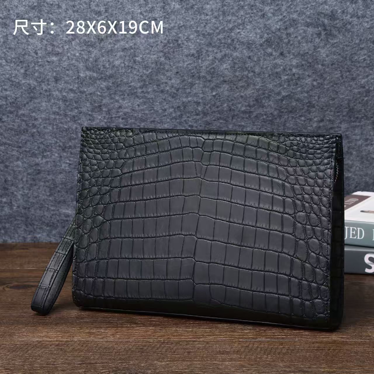 男士鳄鱼哑光雾面手拿包时尚休闲