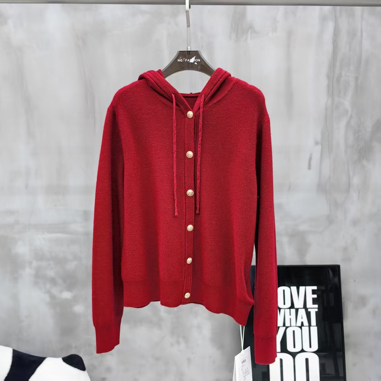 2024秋冬连帽针织开衫女抽绳女士毛衣外套9007