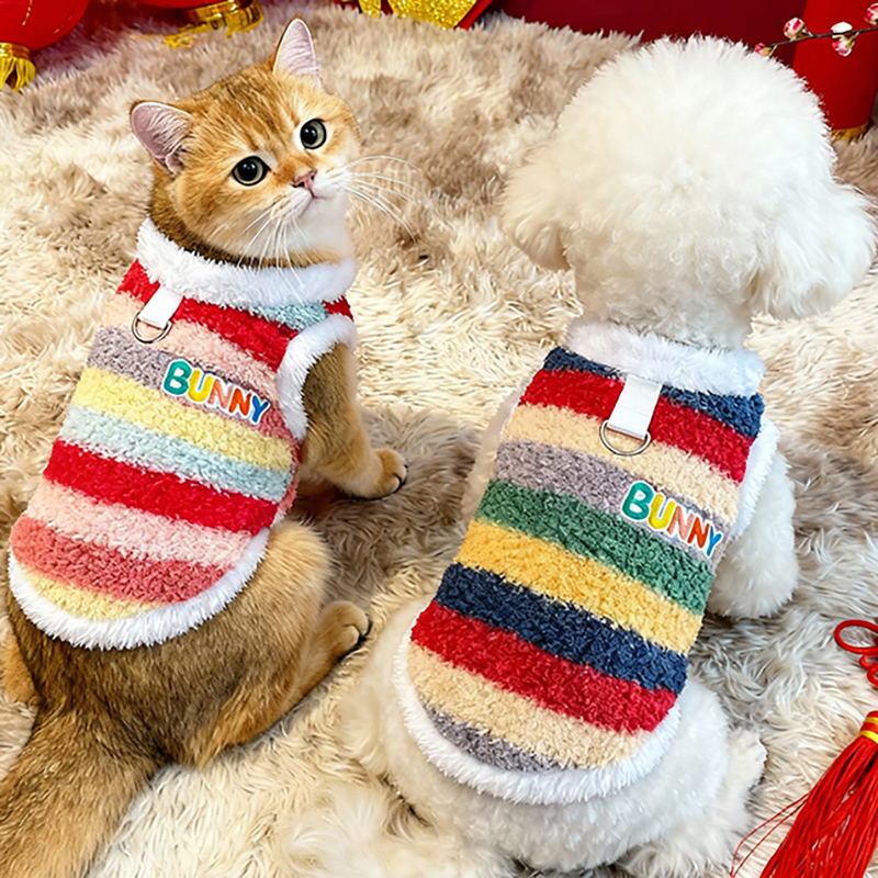 狗狗圣诞冬季衣服秋冬宠物加绒保暖小猫咪衣服毛绒泰迪博美比熊犬