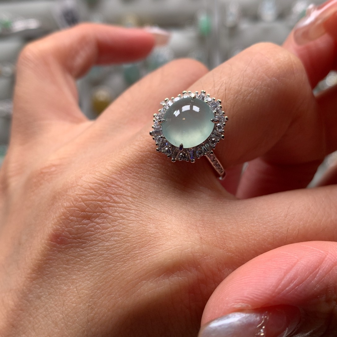 翡翠戒指银S925镶嵌关****阿戒指444