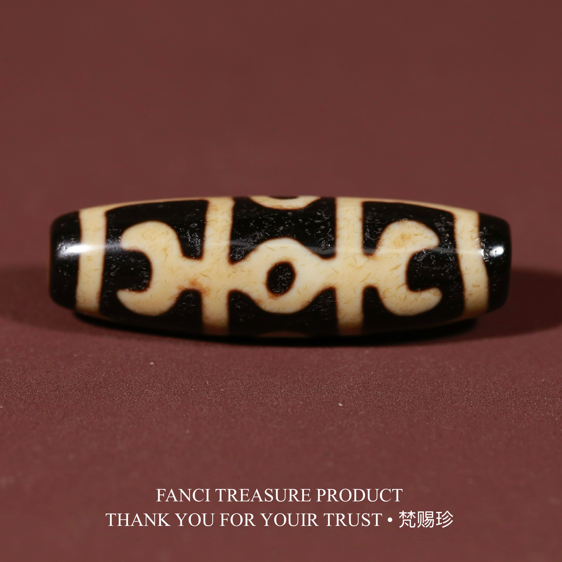 梵赐珍宝·【老冯超顶系列】手工台珠金刚C牛角器型46x14.1mm天珠