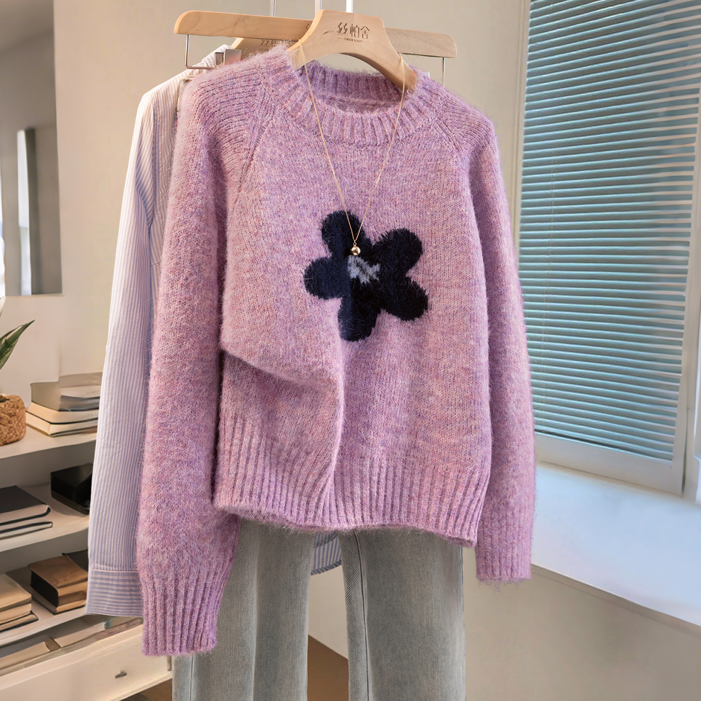 丝柏舍2025冬新款潮牌女装休闲韩系多巴胺套头圆领毛衣S53X7973M