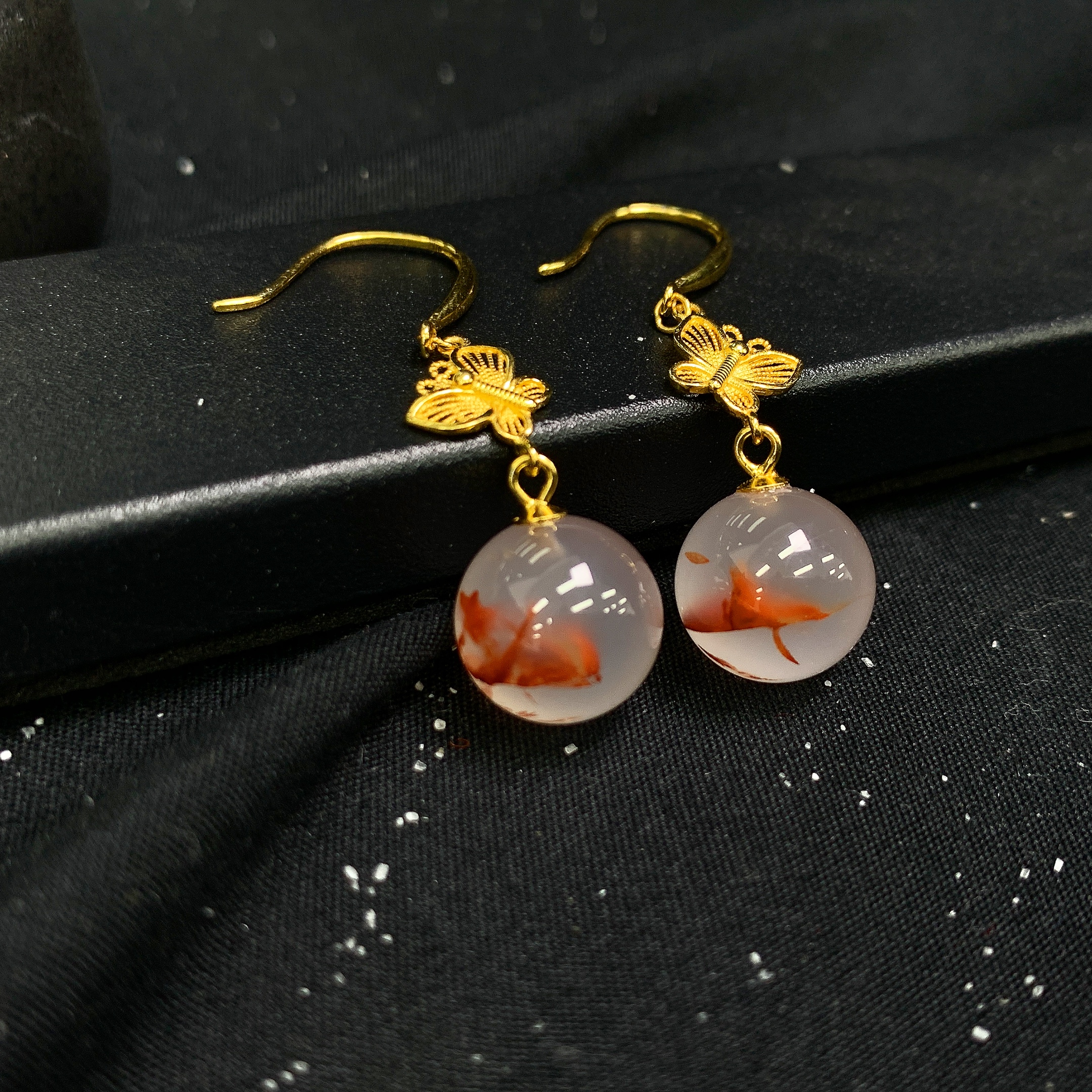 【珠宝一姐】s925南红飘花耳环 2501073028（一件/多样性发货）