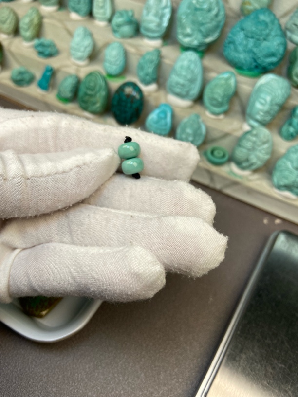 原矿绿松石算珠对珠
