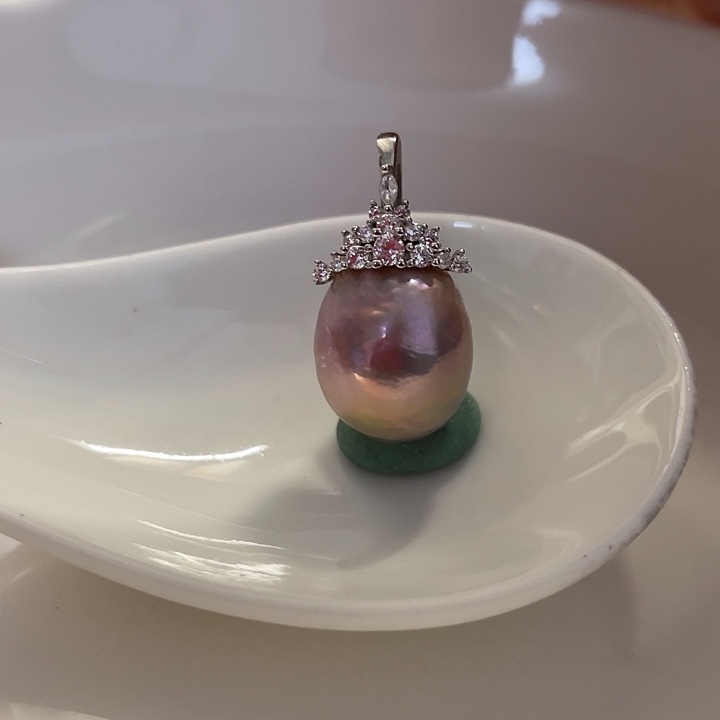 吊坠(不含链)银S925镶嵌淡水珍珠