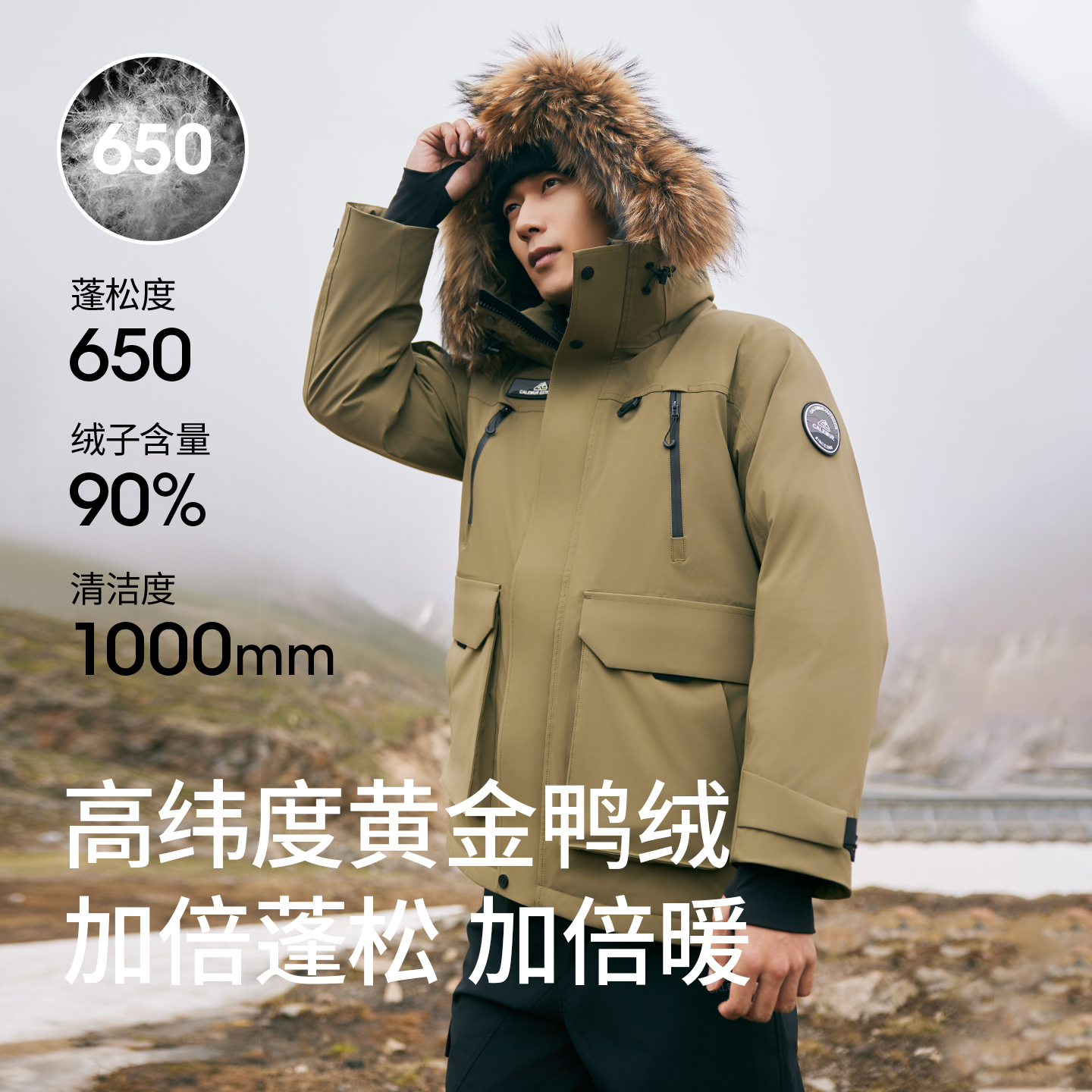 【极寒远征】工装羽绒服男女同款户外极寒连帽白鸭绒派克服外套