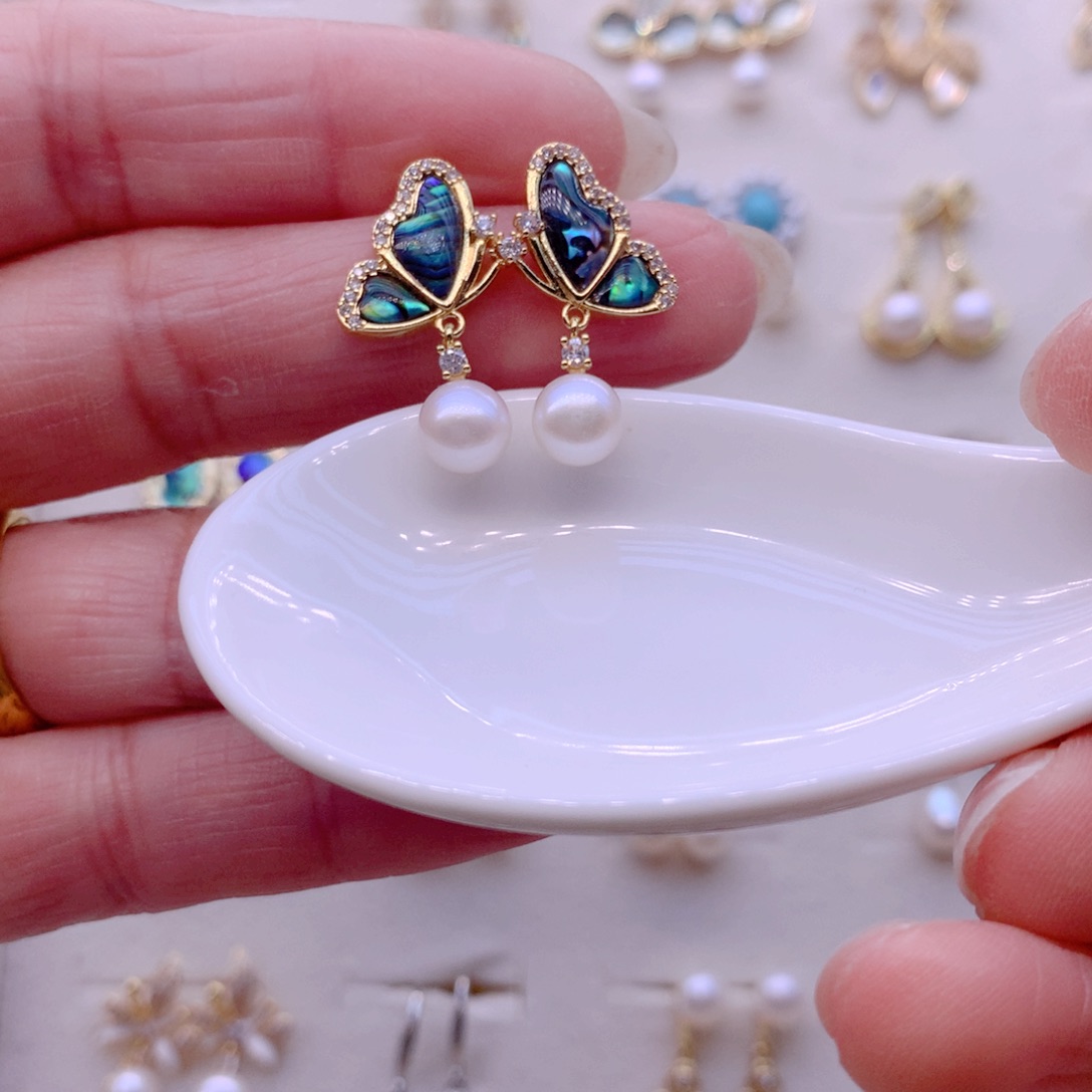 淡水珍珠耳饰合金