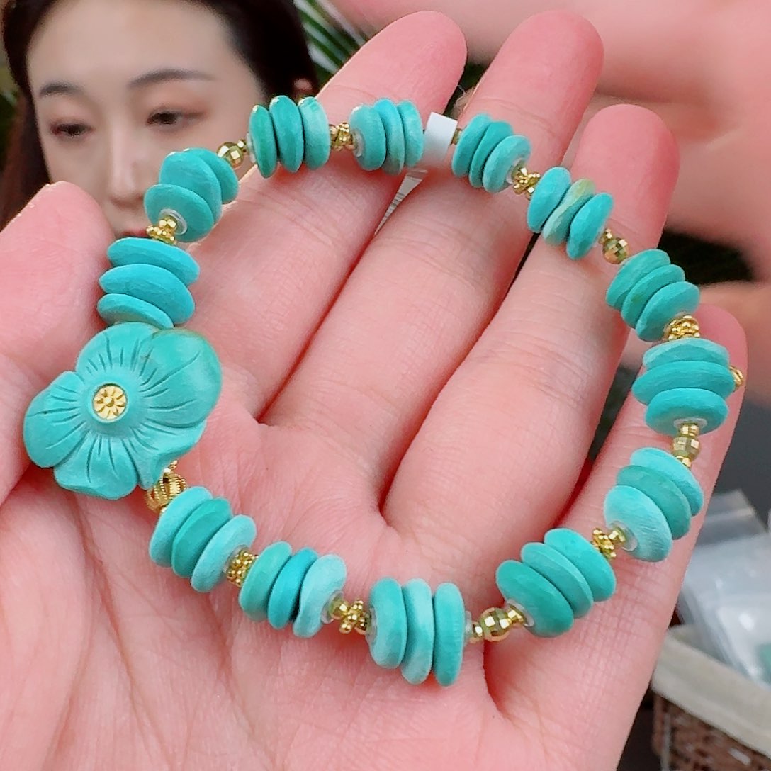 绿松石珠宝奇石18K金镶嵌