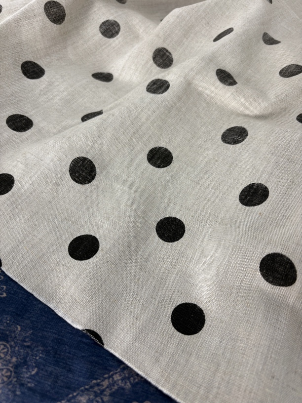 雨露麻大波点 麻本底色亚麻面料 重磅高垂感做裤子连衣裙