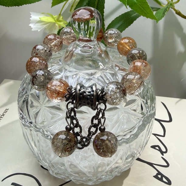 800银手链 百搭复古Ling原创DIY黑金超手串卡14-19mm轻奢