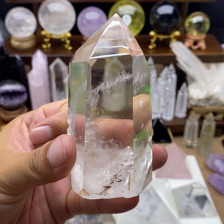 天然白水晶柱摆件12