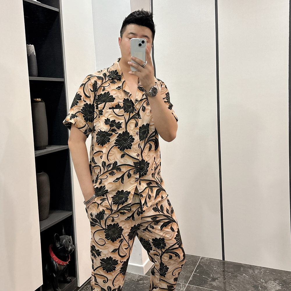 《特价L》男士短袖夏季睡衣套装家居服可外穿