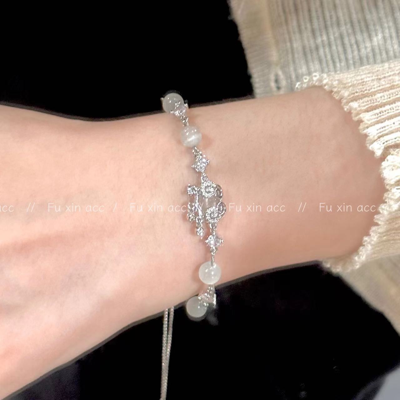 合金手链 平安锁猫眼石手链女小众气质女轻奢超显白温柔128