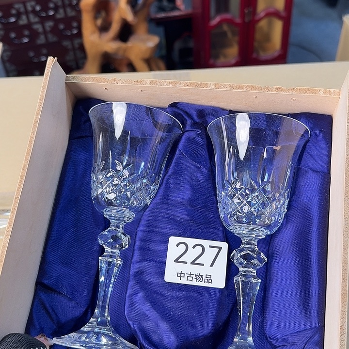 吸管款水晶玻璃两只带原盒