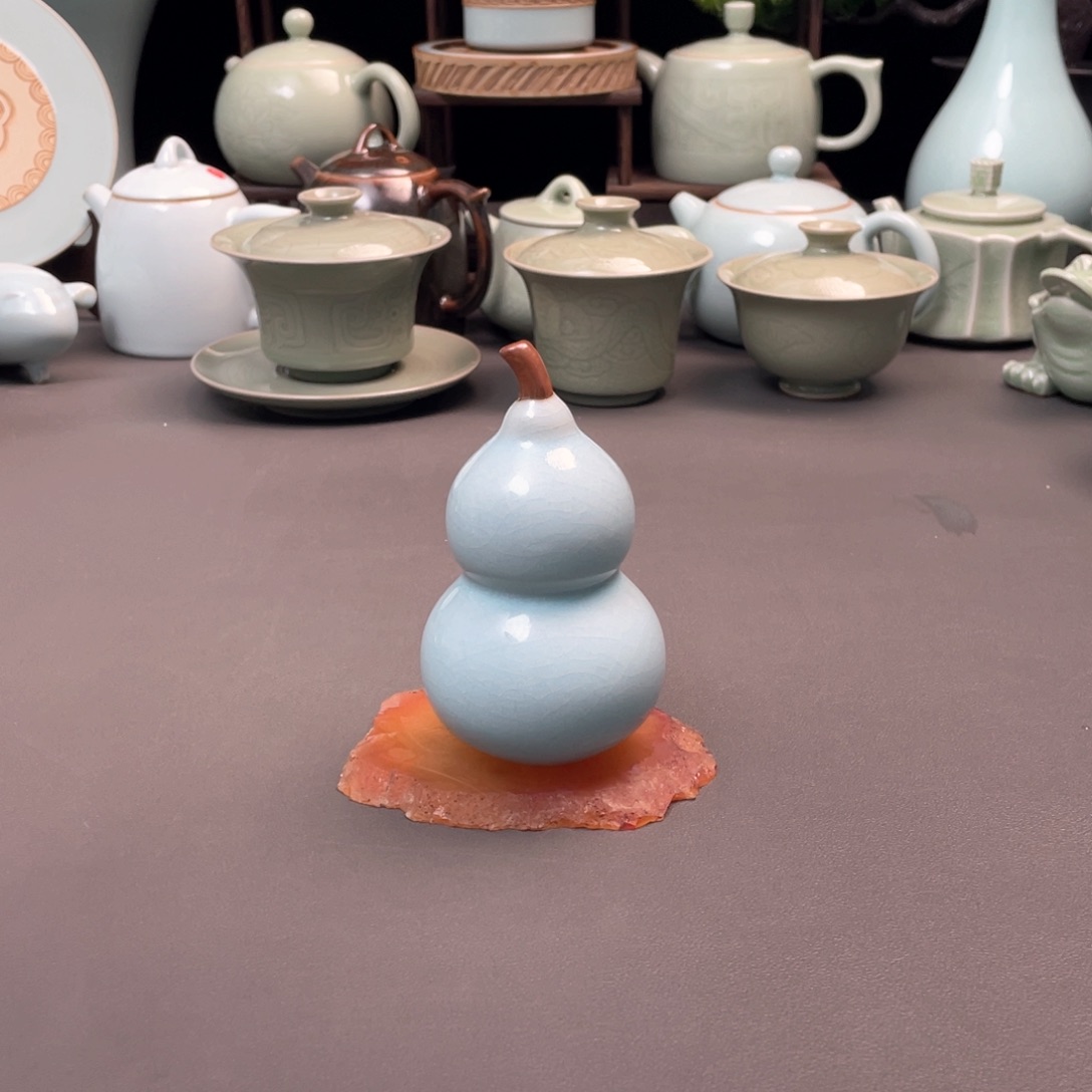 杯天青小葫芦茶宠摆件一物多用简包装