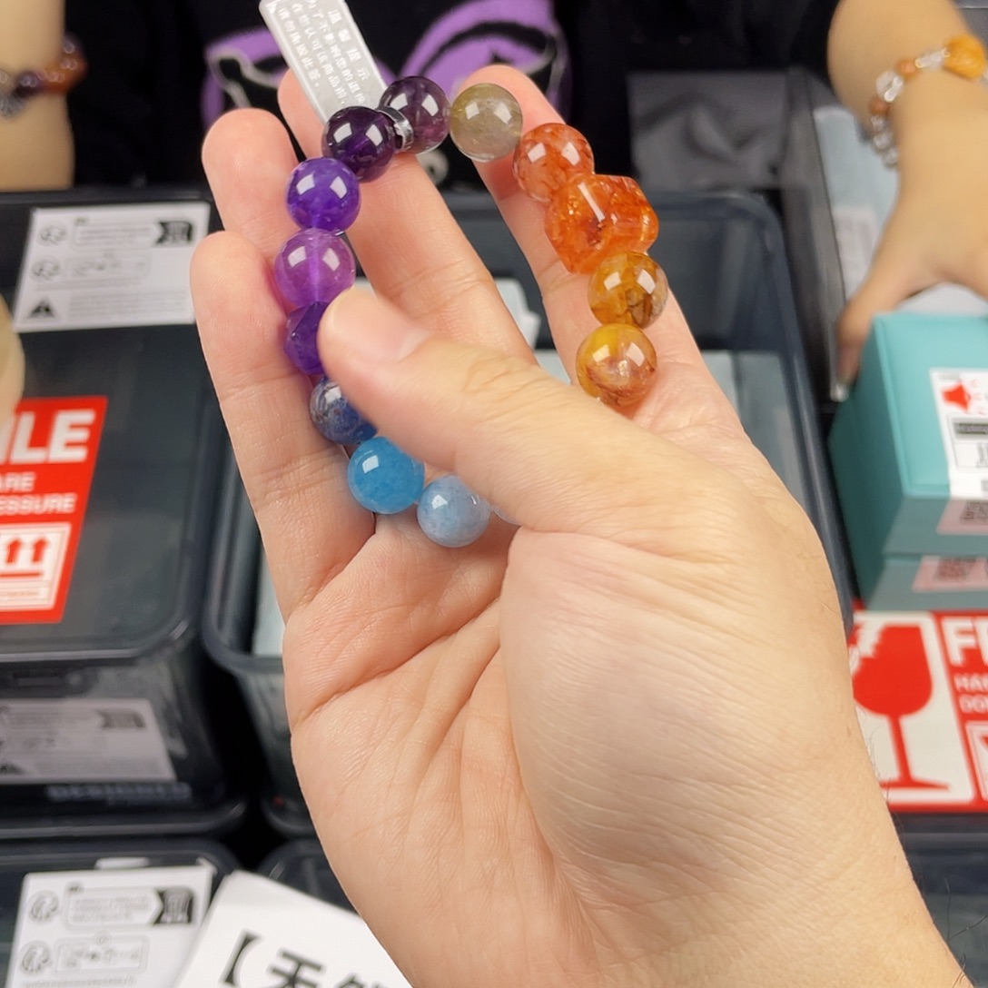 手串水晶银S925镀金镶嵌