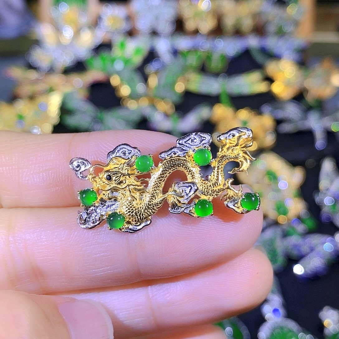 吊坠(不含链)银S925镶嵌翡翠