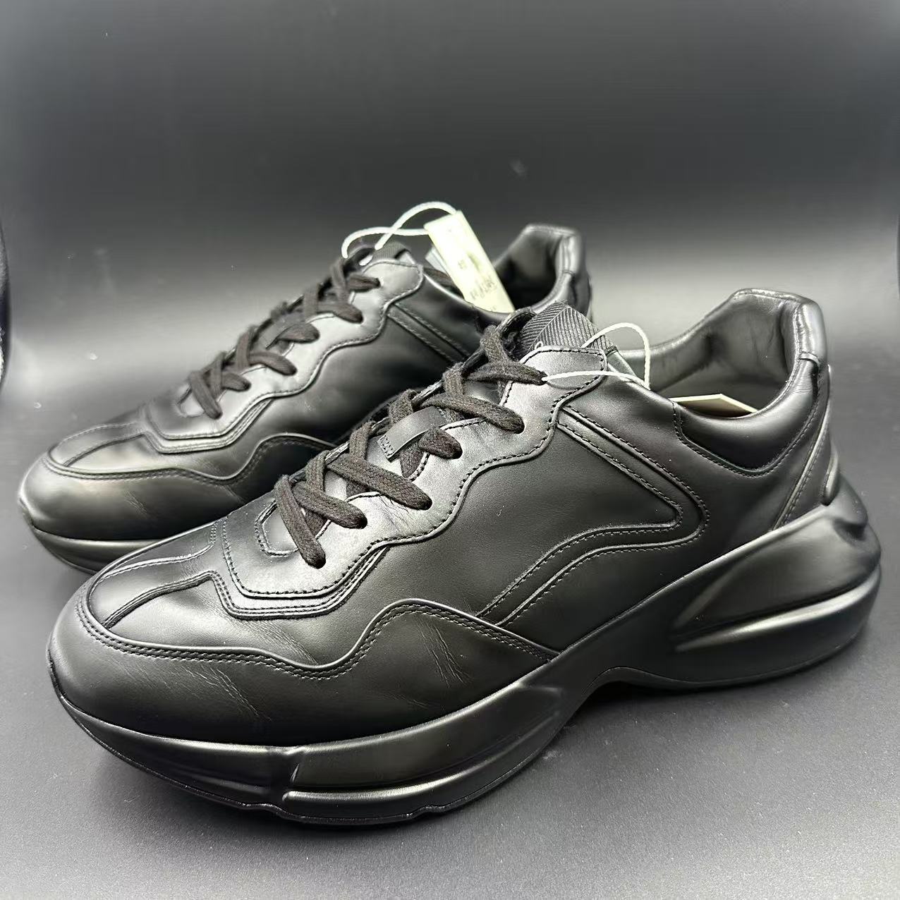 95新 GUCCI/古驰 男士时尚休闲潮流黑色老爹鞋41码 los403