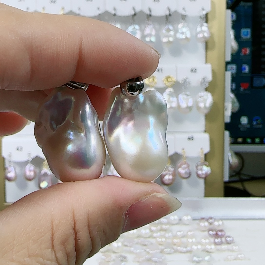 淡水珍珠耳坠（特价有瑕）银S925镶嵌