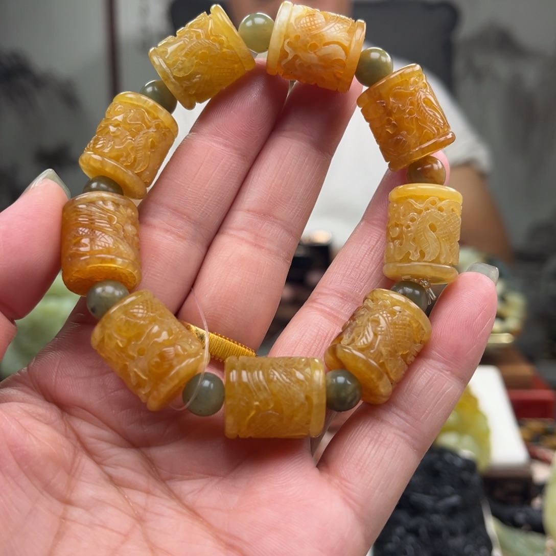 岫玉未镶嵌挂件手链