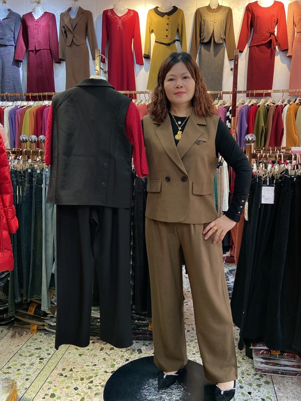 YF！6851#时尚翻领马甲背心高腰西裤休闲套装