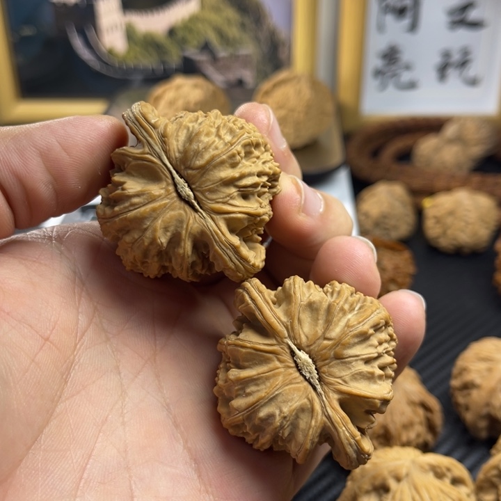 安***祥文玩核桃把件45白狮子全品
