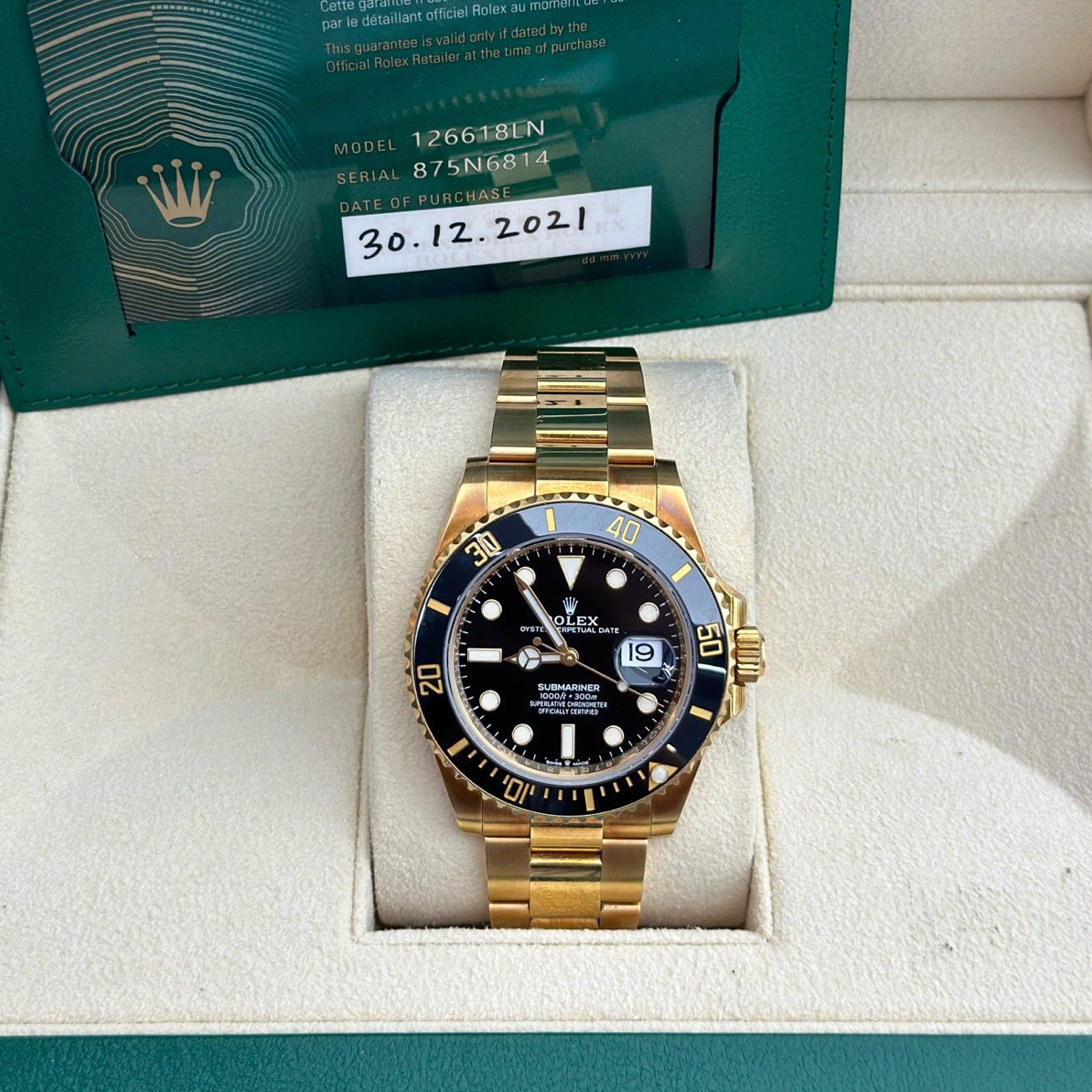 99新 Rolex/劳力士 劳力士/Rolex潜航者型126618自动上链18K黄金 