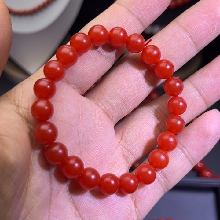 南红玛瑙未镶嵌手链8mm磨砂