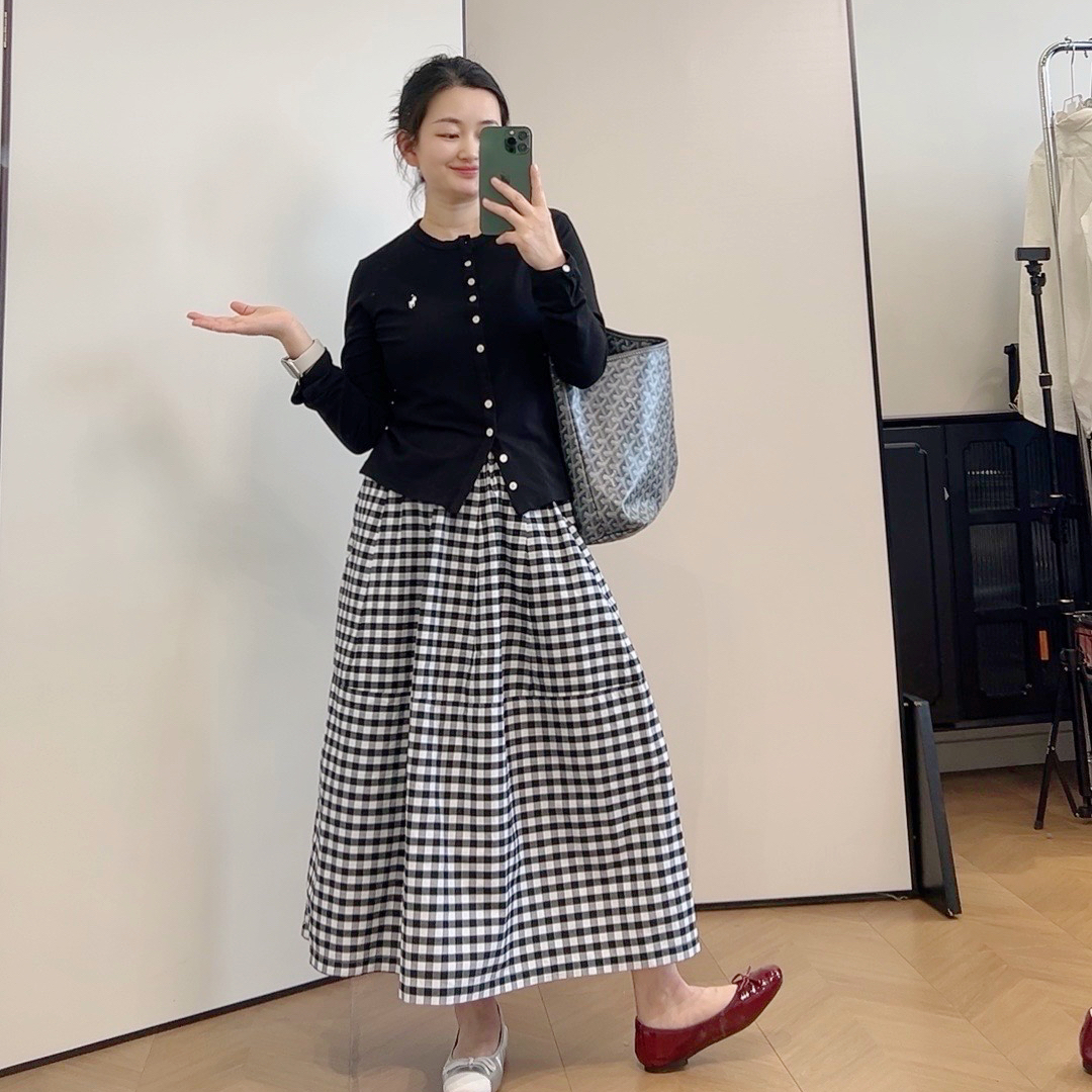 【柳条儿】清仓啦！高智风 女春夏 纯棉格子裙蓬松伞裙 